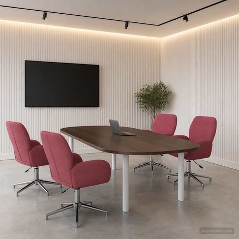Lot de 4 chaises de bureau pivotantes en tissu, hauteur réglable, bordeaux, 54 x 58 x 90 cm - PANGIVO (1/5)