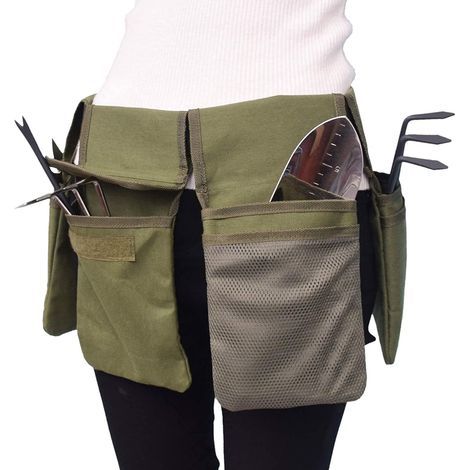 Cinturón de lona para herramientas de jardín con bolsillos, kit de jardinería, bolso de mano, bolsa de almacenamiento para el hogar, kit de herramientas de jardinería, bolsa de almacenamiento para el  (1/5)