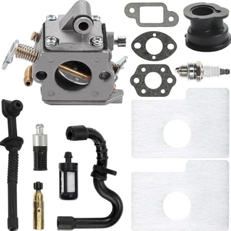 Carburateur pour Stihl MS170 MS180 017 018 ms170 ms 180 tronçonneuse remplace C1Q-S57 C1Q-S57A C1Q-S57B 11301200603 avec filtre à air, bougie d'allumage, filtre à carburant, filtre à huile (1/4)