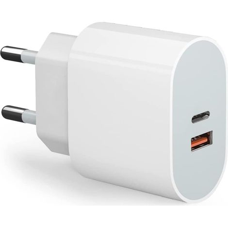 Adaptateur Secteur USB‑C,45W Chargeu 2 Port Prise USBC en USB A Chargeur Rapide iPhone,pour iPhone 16/15/14/13/12/11/Pro/Max X XS XR 8 7 6S Plus Mini SE, iPad,Samsung Galaxy,Google Téléphones