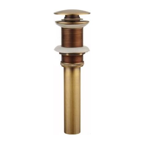 Sin rebosadero - Tapón de desagüe retro emergente para fregadero, desagüe de fregadero con sistema de clic-clac sin rebosadero, latón bronceado, válvula de desagüe universal para fregadero, sifón para (1/3)