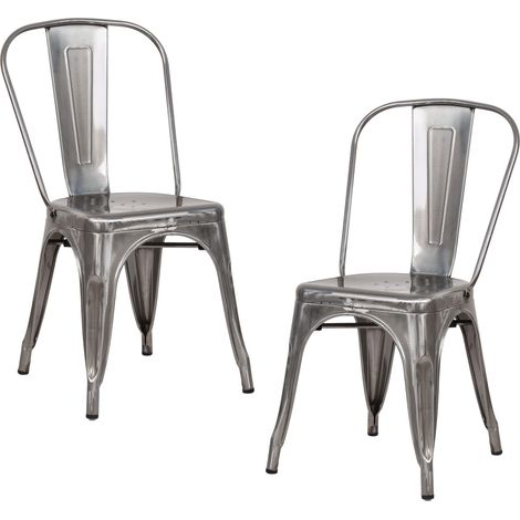Pack 2 Sillas Apilables Industriales de Acero 45x45x85cm Thinia Home (1/5)