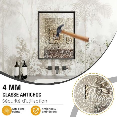 Black Wall Mirror 30 x 40 cm, Rectangular, Textured Wood Frame (1/4)