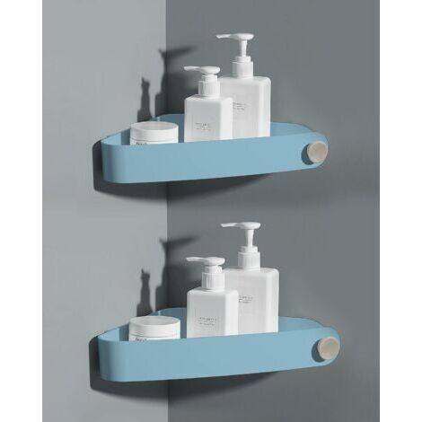 2 pièces Plastique Etagere Douche Sans Percage, Rangement et Organisation de la Salle de Bain, Porte Savon Douche, Etagere Salle de Bain, Comprend 6 Autocollants Adhésifs, Bleu Ciel