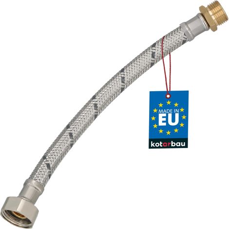 KOTARBAU® Flexible Robinet 1/2" x 3/8" - Flexible Eau - Tuyau Robinet 20 cm - Mâle x Femelle - Rallonge Robinet Cuisine Flexible - Acier Inoxydable - Tuyau Flexible Plomberie (1/4)
