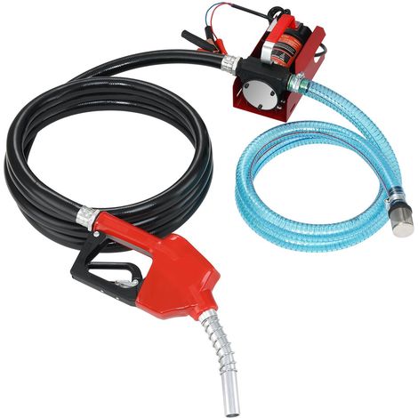 Pompe à carburant électrique 12V 37,9 l/min avec buse automatique et tuyaux pour diesel, kérosène et huile de transformateur (1/5)