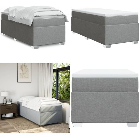 Sommier à lattes de lit et matelas Gris clair 90x190 cm Tissu - Lit Double - Lit Avec Sommier - Matelas Ressorts Ensachés - Literie - Chambre À Coucher - Home & Living (1/5)
