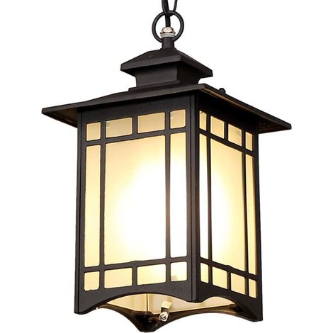 Industriel Luminaire Suspendu Vintage Suspension Luminaire E27, Noir, étanche à l'eau Lustre extérieur,Luminaires extérieur pour les jardins, les couloirs, les porches