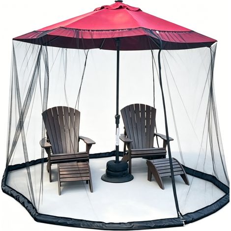 Moustiquaire pour parasol de terrasse,Moustiquaire pour parasol de jardin,Avec fermeture éclair,Base à remplir d'eau-300 x 230 cm (1/5)