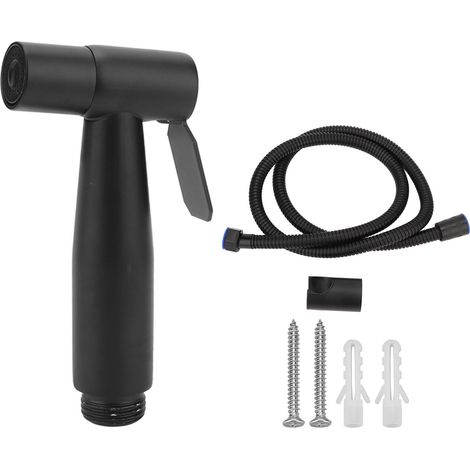 Douchette WC G1/2 en Acier Inoxydable 304 Noir, Flexible Monté au Mur pour Nettoyage Salle de Bain (1/5)