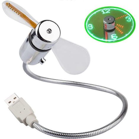 Ventilateur horloge USB, mini ventilateur à col de cygne pliable, ventilateur horloge LED (1/4)