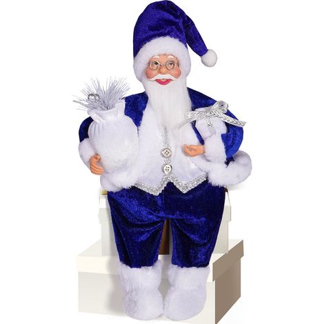Figurine Père Noël Debout 36cm Père Noël Debout Réaliste Bleu (1/5)