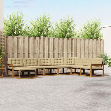 Outdoor-Sofagarnitur 8 pcs Natur und Beige Massivholz Akazie (1/5)