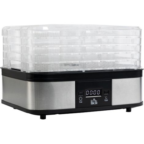 5-Tier Stainless Steel Food Dehydrator with Adjustable Temperature, Timer, LCD Display for Drying Fruits, Meats, Vegetables, Jerky, and Pet Treats