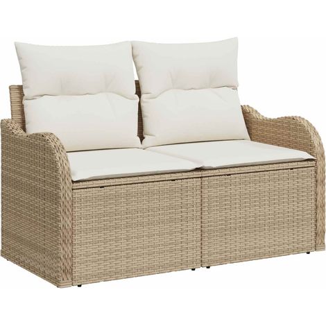 Maison Exclusive - Canapé de jardin avec coussin Beige 121 x 62 x 69cm polyrotin (1/5)