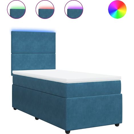 vidaXL Sommier à lattes de lit avec matelas bleu 100x200 cm (1/5)