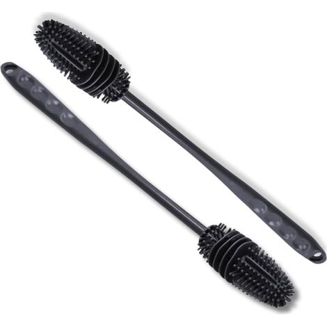 Lot de 2 Brosses Goupillon de Nettoyage Multi-Usages en Silicone - 28x3 cm  Idéale pour Biberons Bouteilles - Manche Long (1/5)