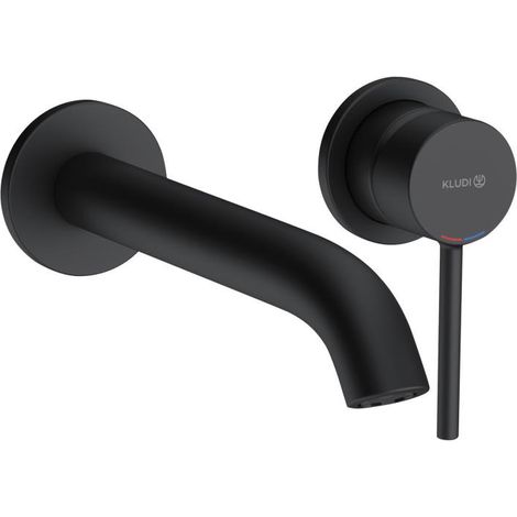 Kludi Bozz - Grifo empotrado de lavabo de 2 orificios, negro mate 382453976 (1/5)