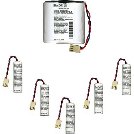 Batsecur kit batterie litio Logisty 7,2V 5Ah 1 pz. BAT06 + 5 pz. BAT04