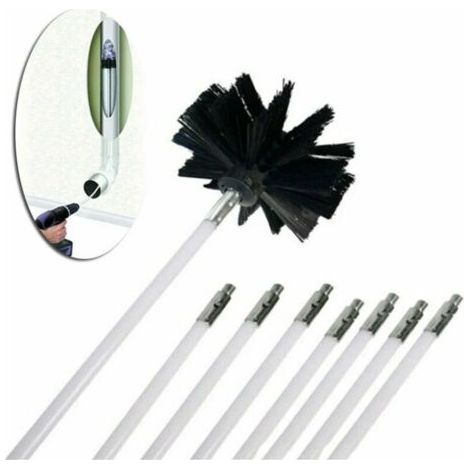 Tiges flexibles 8 pièces + 1 pc tête de brosse nettoyeur de cheminée balayage cheminées rotatives foyers de nettoyage de paroi intérieure nettoyeur de cheminées accès
