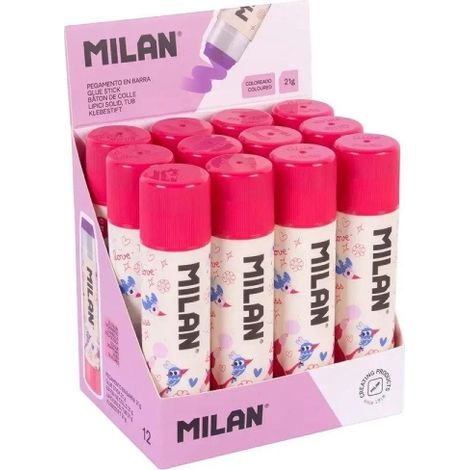 MILAN PEGAMENTO VIOLETA EN BARRA 21GR SERIE ESPECIAL FLOWICORN CAJA EXPOSITORA 12 UD