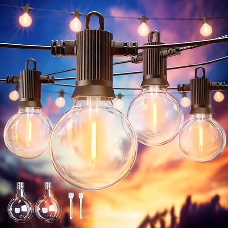 ZOTOYI Guirlande Guinguette Extérieur G40, 50FT/15M LED Guirlande Lumineuse Extérieure avec 20 Ampoules + 2 Rechange, 2700K Blanc Chaud Étanche pour Fête Jardin Mariage Patio (1/5)