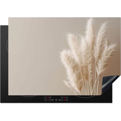 PROTECTION PLAQUE INDUCTION Herbe de la pampa - Plumes - Pastel - Blanc Cuisine Accessoire 75x52 cm