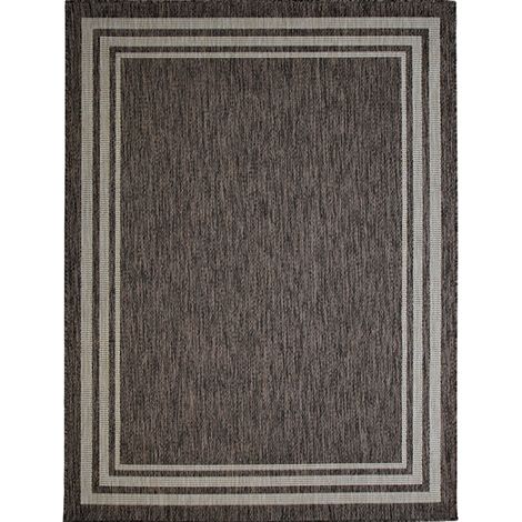 TERRAIN CADRE - Tapis intérieur-extérieur aspect jute motif cadre beige 133x170 (1/5)
