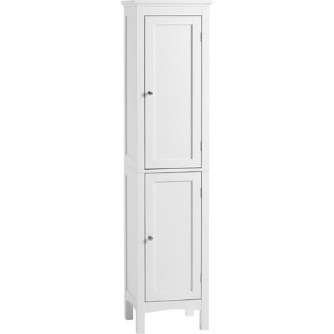 kleankin Tall Bathroom Cabinet with Adjustable Shelves, Double Door, White (1/5)