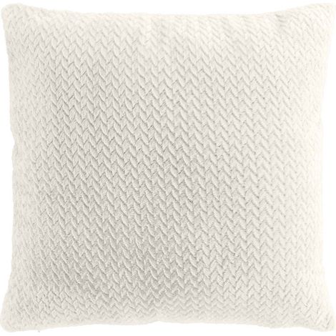 Coussin Déco en Flanelle "Flanela" 45x45cm Naturel (1/3)