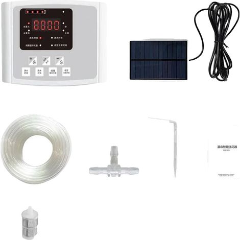 Kit d'irrigation goutte à goutte automatique, alimenté par énergie solaire, minuterie programmable, Pompe simple grise 10m (1/2)