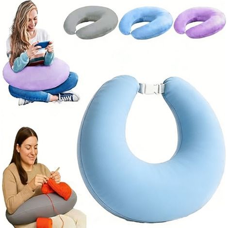 Ergonomic cervical pillow, memory foam, soft crystal velvet, neck and arm support, comfortable for reading and gaming. (1/4)