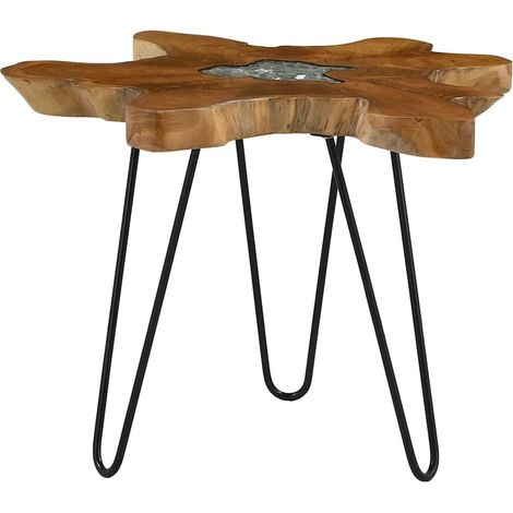 Couchtisch 70 x 45 cm Massivholz Teak und Polyresin