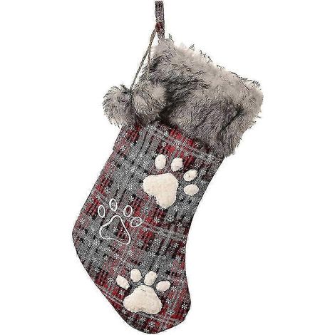 Chaussette de Noël en peluche à suspendre à la cheminée, décoration de Noël familiale (1/5)