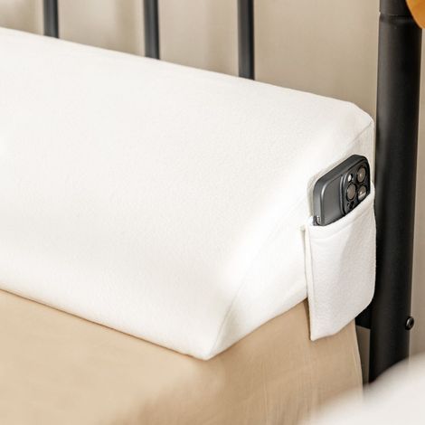 Full Size Bed Wedge Pillow Bolster Triangle Pillow Long Gap Filler Side Pocket