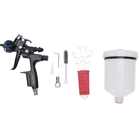 [JAMAIS UTILISÉ]Pistolet à peinture HVLP 1000B, godet de 600 ml, buse de 1,3 mm, kit d'outils avec brosse de nettoyage pour meubles, murs et portes. (1/5)