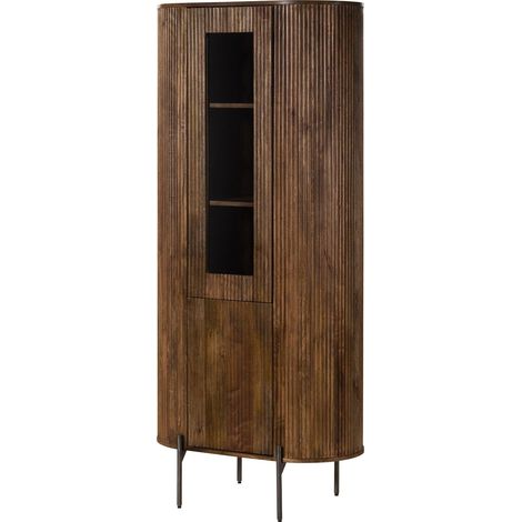 Vitrine Mango Massivholz braun lackiert 80x45x180 cm BARCELONA 244 Massivmoebel24 (1/5)