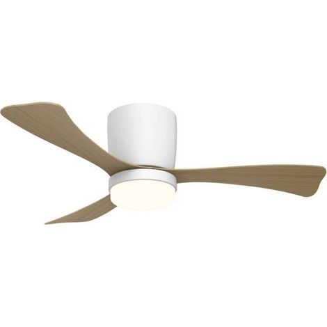 Ventilador a techo modelo Kent, 3 palas acabado blanco/madera, 21cm(alto) 107cm(ancho) 107cm(fondo) . (1/5)