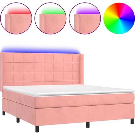 Maison Exclusive - Boxspringbett mit Matratze & LED Rosa 180x200