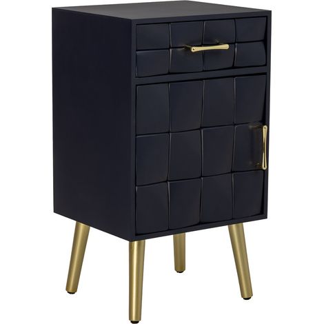Mesita de noche de madera negro 40x35x71h cm (1/5)