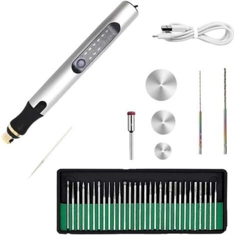 Stylo graveur électrique, stylo graveur électrique rechargeable, petite machine à graver, kit d'outils de gravure pour bijoux, bois, métal, pierre (1/4)