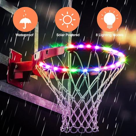 Lumière LED pour panier de basket avec télécommande, éclairage de cercle 4 modes 16 couleurs, étanche, pour entraînement et jeu nocturne en extérieur (1/5)