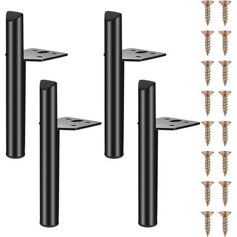 4 Pièces Pieds de Meubles 18 cm Pied Meuble, Pied de Table, Pieds Armoire en Métal, Jambes de Table, Pied pour Meuble Canapé Placard Armoires Cuisine, Noir-Chrom (1/5)