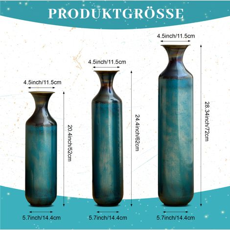 Vase en métal bleu-vert effet patiné, fabriquée à la main, 3 tailles HAVRYA (1/3)