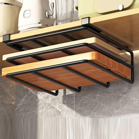 Cet organiseur de planches à découper mesure 10,4 x 9,8 x 1,2 pouces et peut être placé sous l'étagère pour ranger les planches à découper. (1/4)