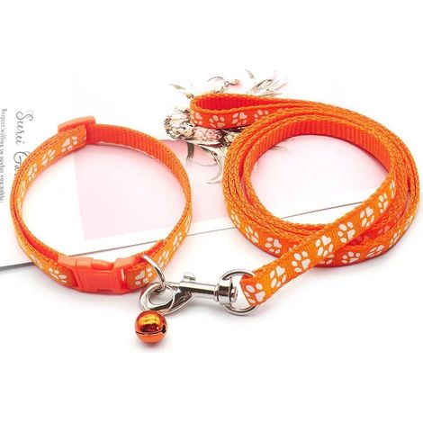 Collier pour chiot avec laisse, laisse souple en nylon réglable pour chiots et petits chiens, 1,2 m de long, orange (1/5)