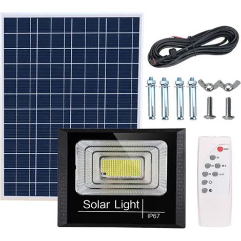 Lampe solaire LED extérieure étanche IP67, applique murale avec télécommande pour cours, allées, marchés et publicité extérieure (1/5)