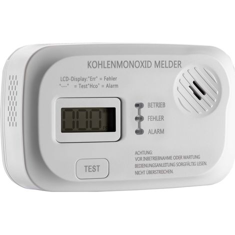 Wiltec Rilevatore monossido di carbonio con display 120 x 74 x 31 mm, allarme CO con batterie sostituibili incluse