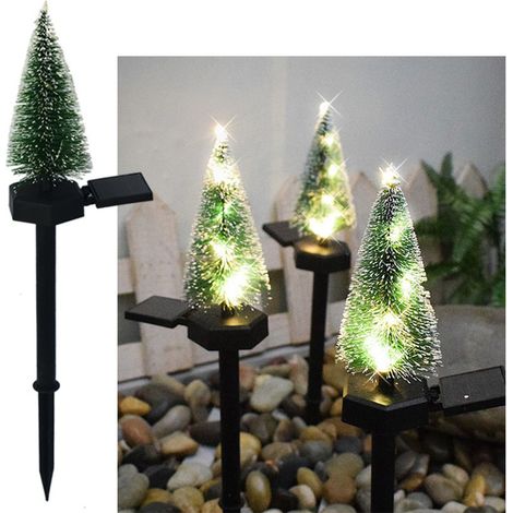 Décoration de sapin de Noël solaire à LED, insert pour sapin, éclairage paysager extérieur terrasse et jardin, 1 sapin avec 6 lumières blanc chaud, indice de protection IP55 (1/5)