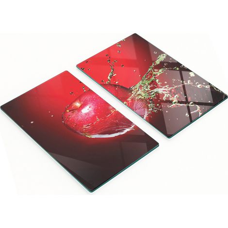 Taglieri da cucina decorativi in vetro, colore mela rossa, 2x30x52 cm (1/5)